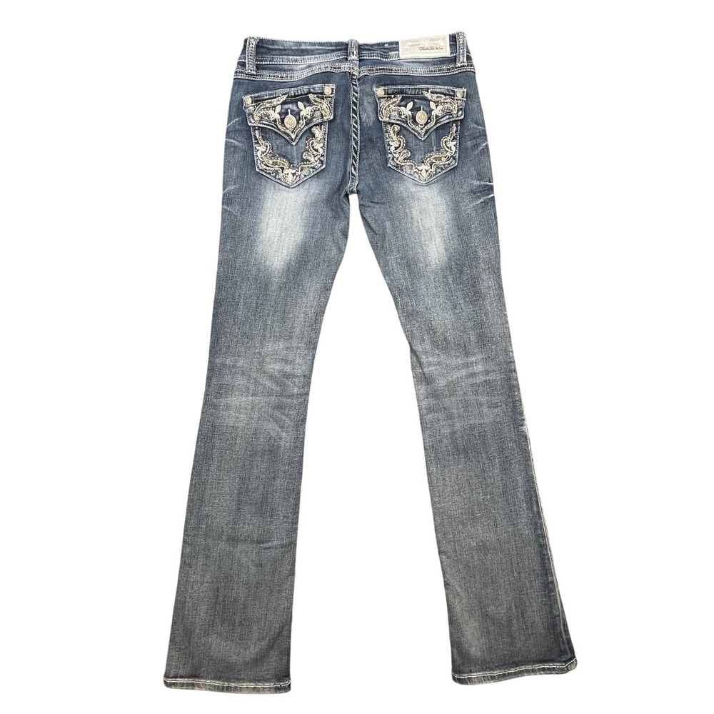 Grace in LA Blue Jeans Bootcut Embroidered Embellished Pockets Womens 28 - Picture 2 of 10
